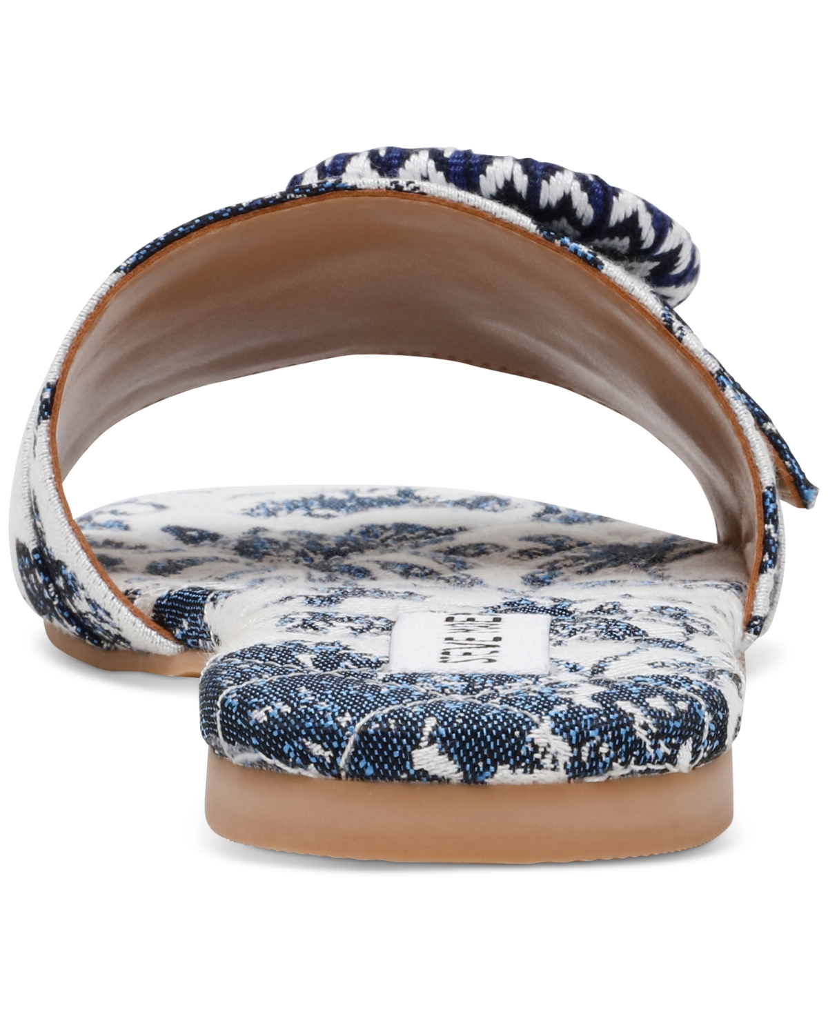 Shop Steve Madden Women's Merla Raffia Buckle Slide Sandals In Blue,white Multi