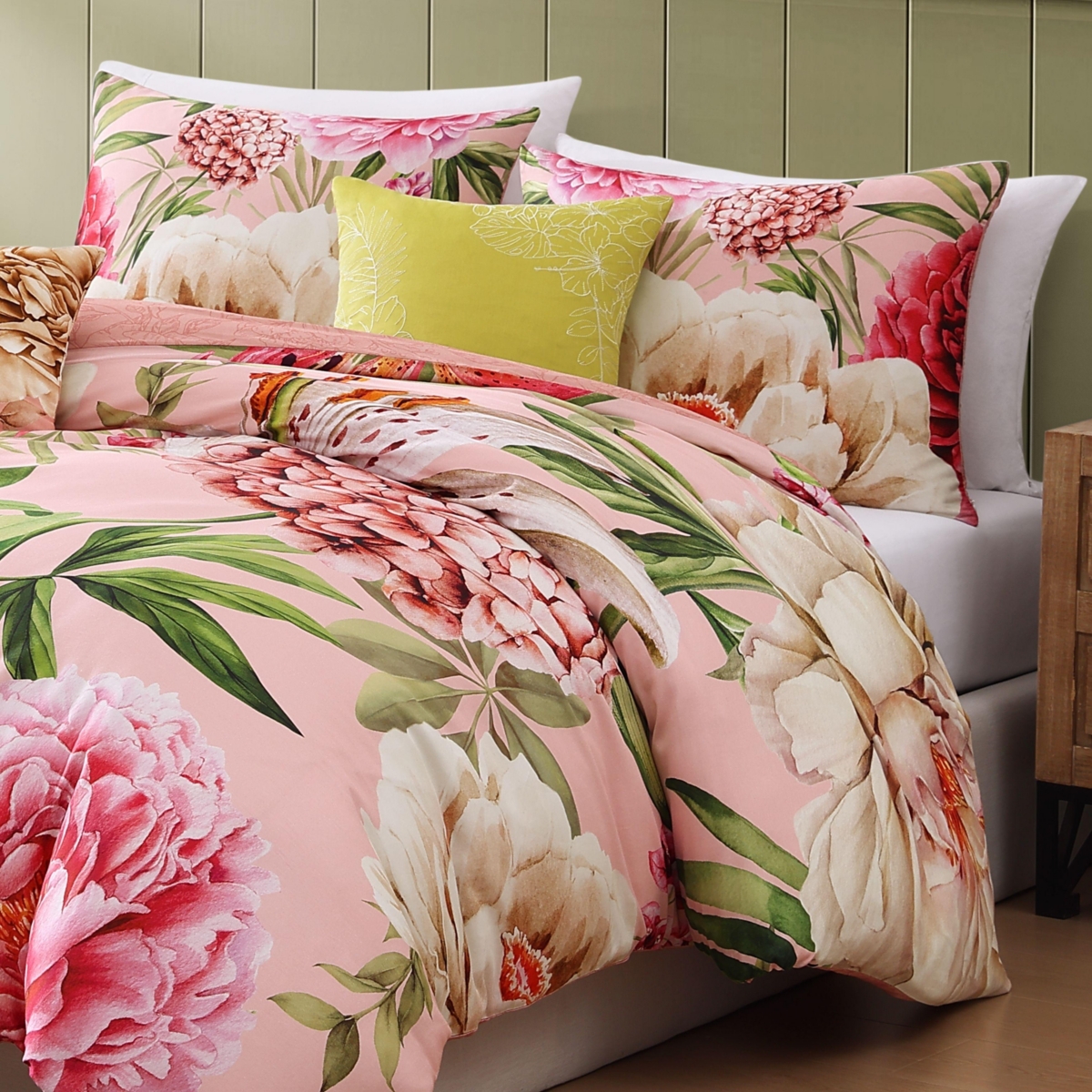 Bebejan Spring Forever Bedding 100% Cotton Sateen 5 Piece Queen Size Reversible Comforter Set