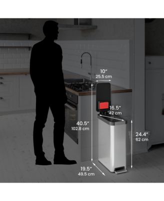 SoftStep 13.2 Gallon Slim Step Pedal Trash Can with Odor Filter, Elongated Stainless Steel Recycling Bin, Space-Saving Garbage Trashcan, 50 Liter Home Office Bedroom Livingroom Wastebasket