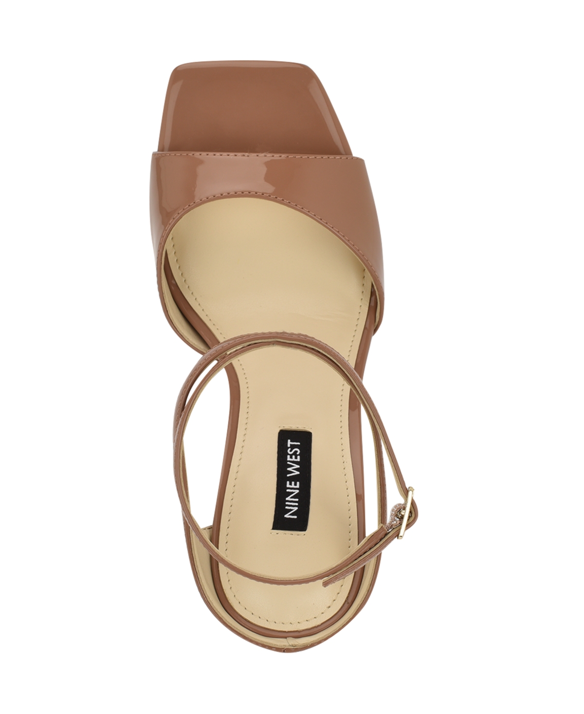 Nine West Women's Devans Strappy Square Toe Stiletto Sandals In Medium Brown Patent