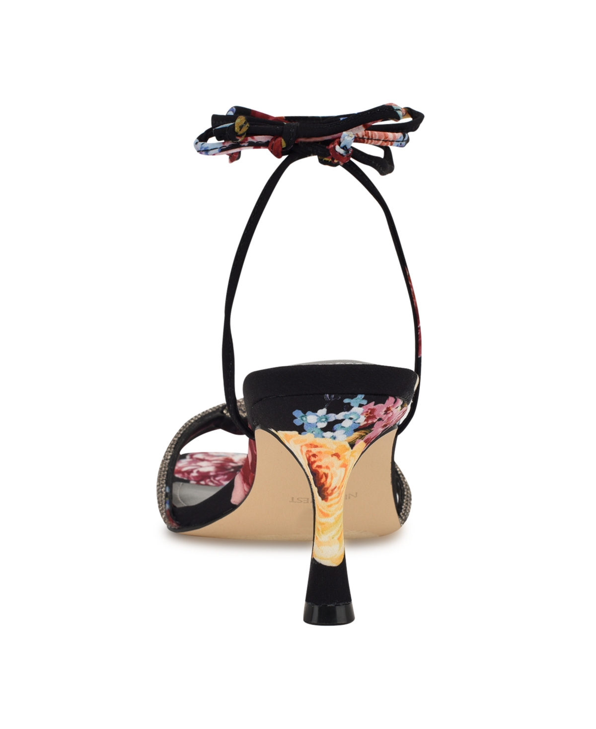 Shop Nine West Women's Raqchel Embellished Lace Up Dress Sandals In Black Scattered Rose