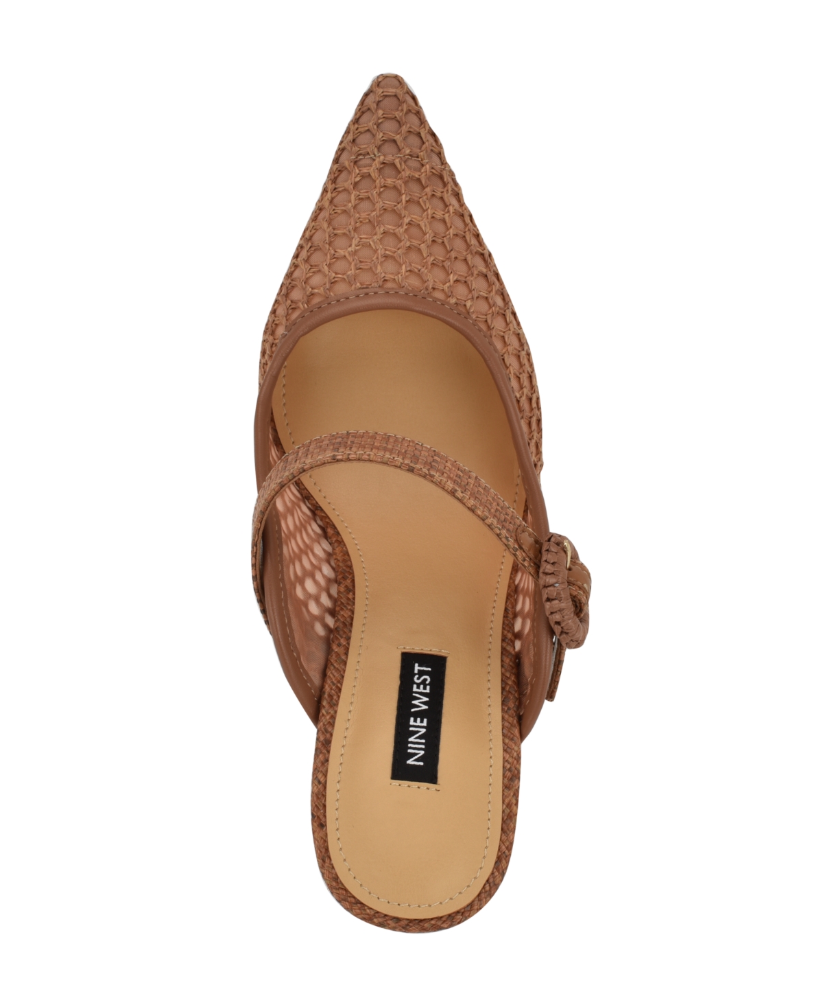 Shop Nine West Women's Rondel Buckle Strap Slip-on Pumps In Brown