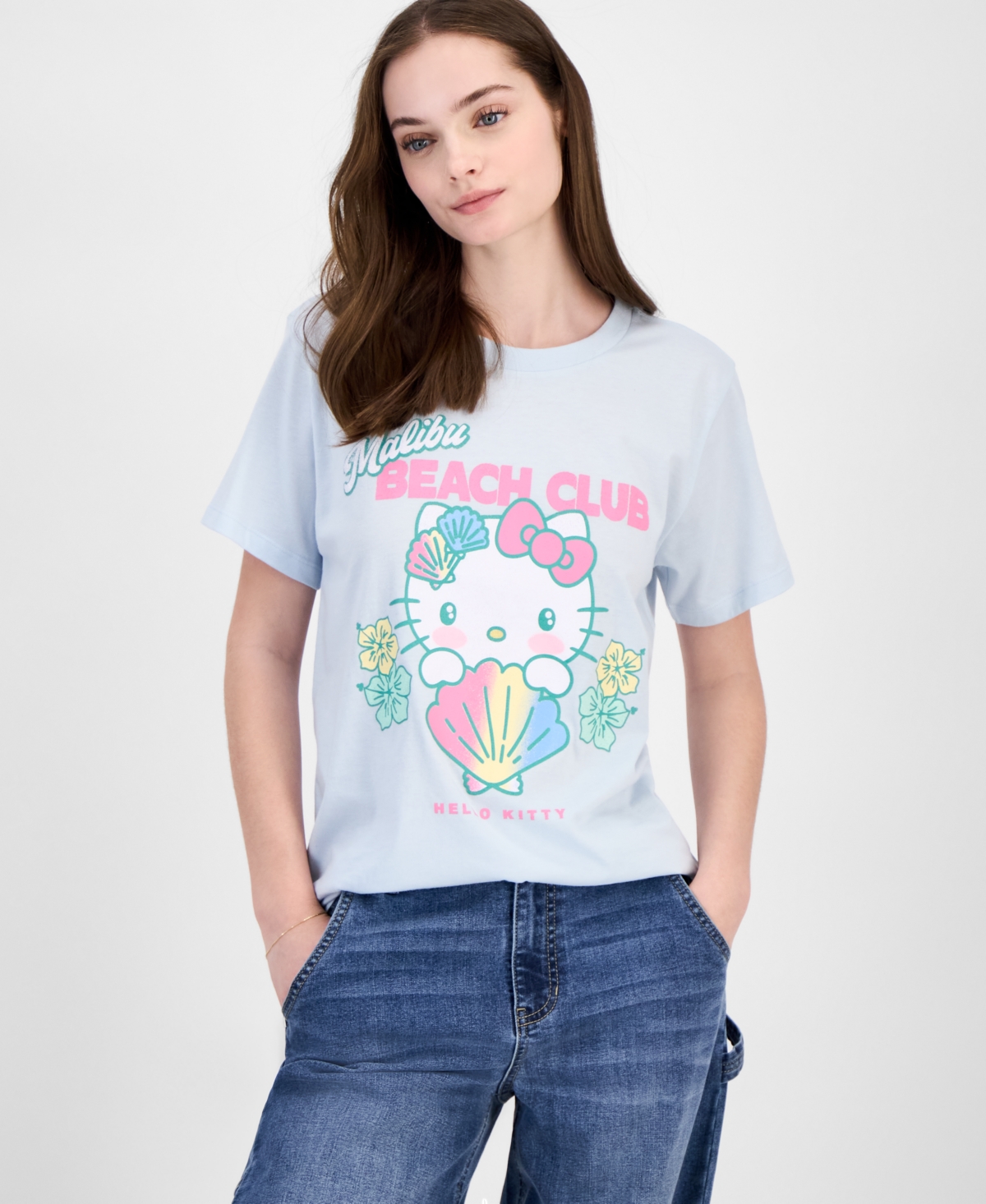 Juniors' Hello Kitty Beach Club Graphic T-Shirt - Blue