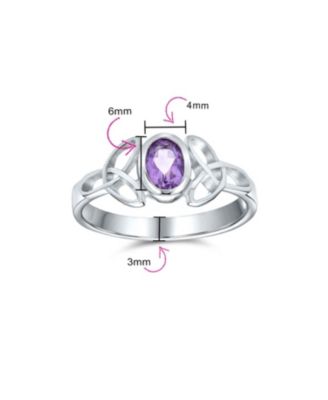 Delicate Oval Natural Stone BFF Sorority Sister Promise Trinity Celtic Knot Ring Thin Band Sterling Silver