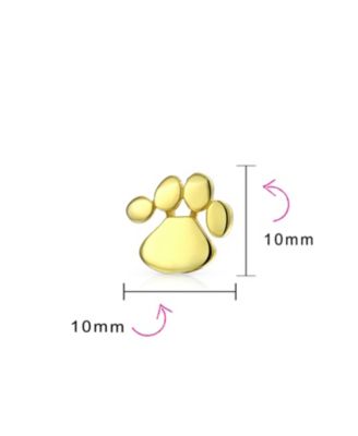 Paw Print Stud Earrings in Gold Plated Sterling Silver