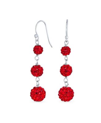 Multi Color Crystal Pave Disco Balls Dangle Earrings in Sterling Silver