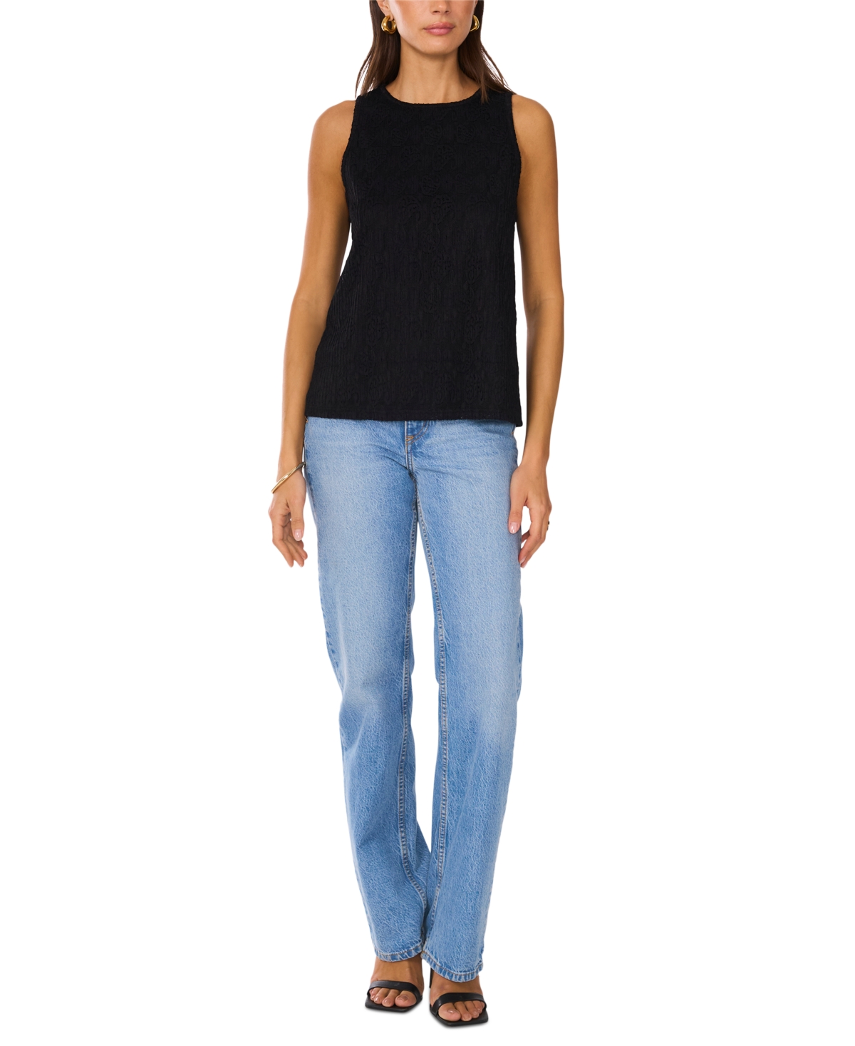 VINCE CAMUTO WOMEN'S SLEEVELESS ROUND-NECK TOP 