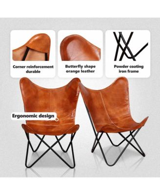 Butterfly Chair Brown Real Leather
