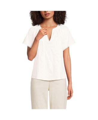 Women's Slub Short Sleeve Notch Neck Top