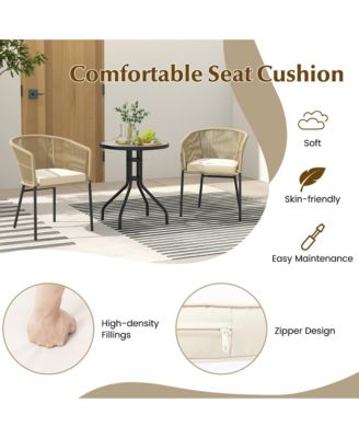 Patio Chairs Set of 4 Upholstered Accent Chairs w/ Curved Backrest Seat Cushion