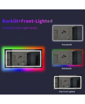 23.6x31.5 in LED  Bathroom Wall Mirror RGB Touch Anti Fog Multicolor Dimmable