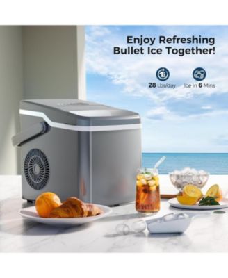 28 lbs/Day Portable Countertop Ice Maker with Handle and 2 Ice Cube Sizes