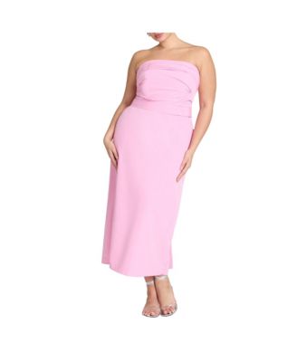 Women's Plus Size Pleated Bodice Bow Detail Dress