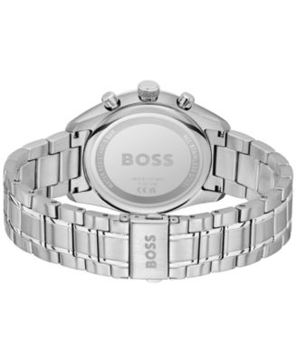 Men's Grand Prix 44 Quartz Chronograph Silver-Tone Stainless-Steel Watch, 44.50mm