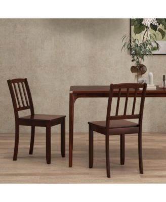 Wood Dining Chair Set of 2 with Rubber Wood Legs