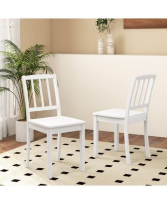 Wood Dining Chair Set of 2 with Rubber Wood Legs