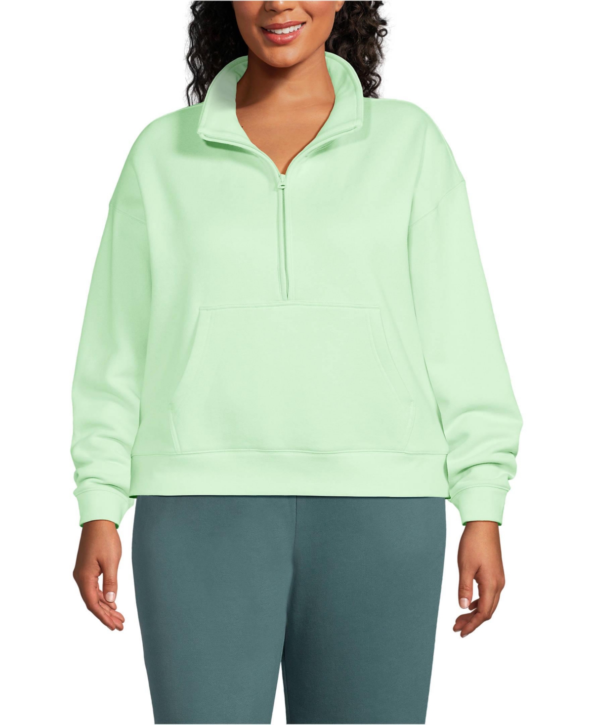 Plus Size Serious Sweats Relaxed Long Sleeve Half Zip Sweatshirt - Set Top - Vintage twilight blue