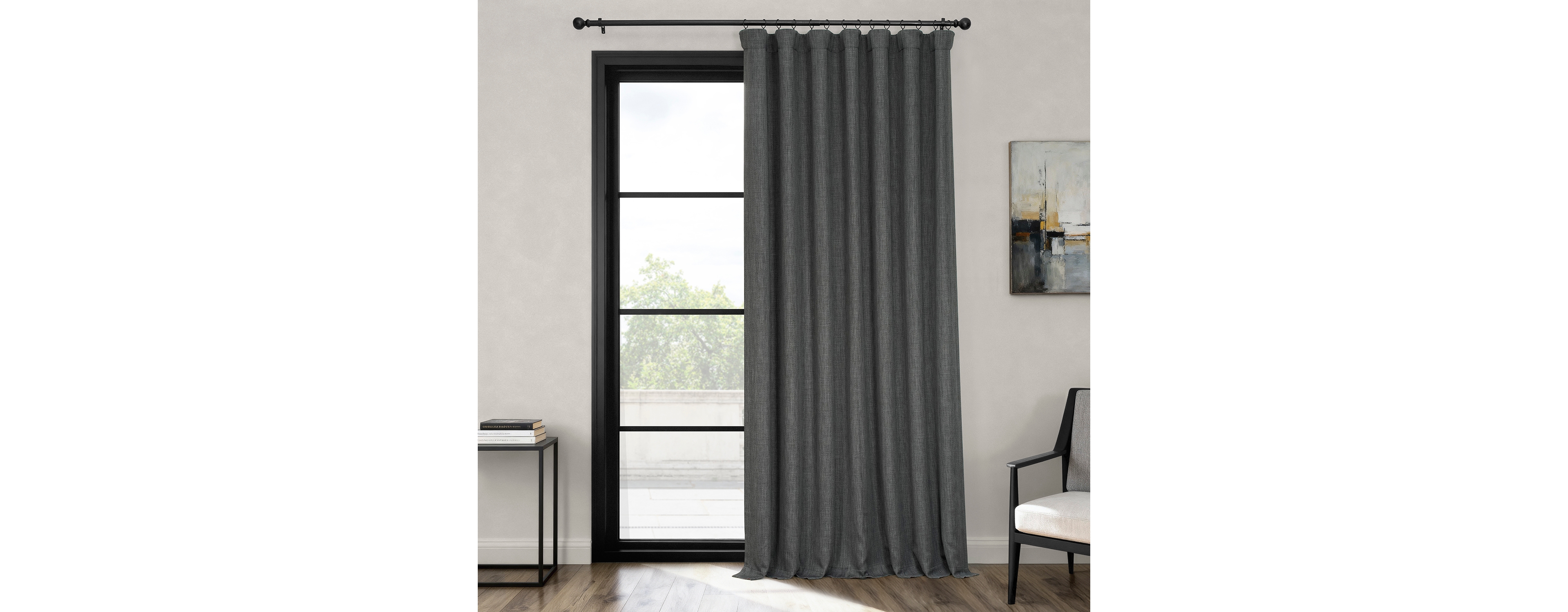 Half Price Drapes Extra Wide Textured Faux Linen Room Darkening Curtain