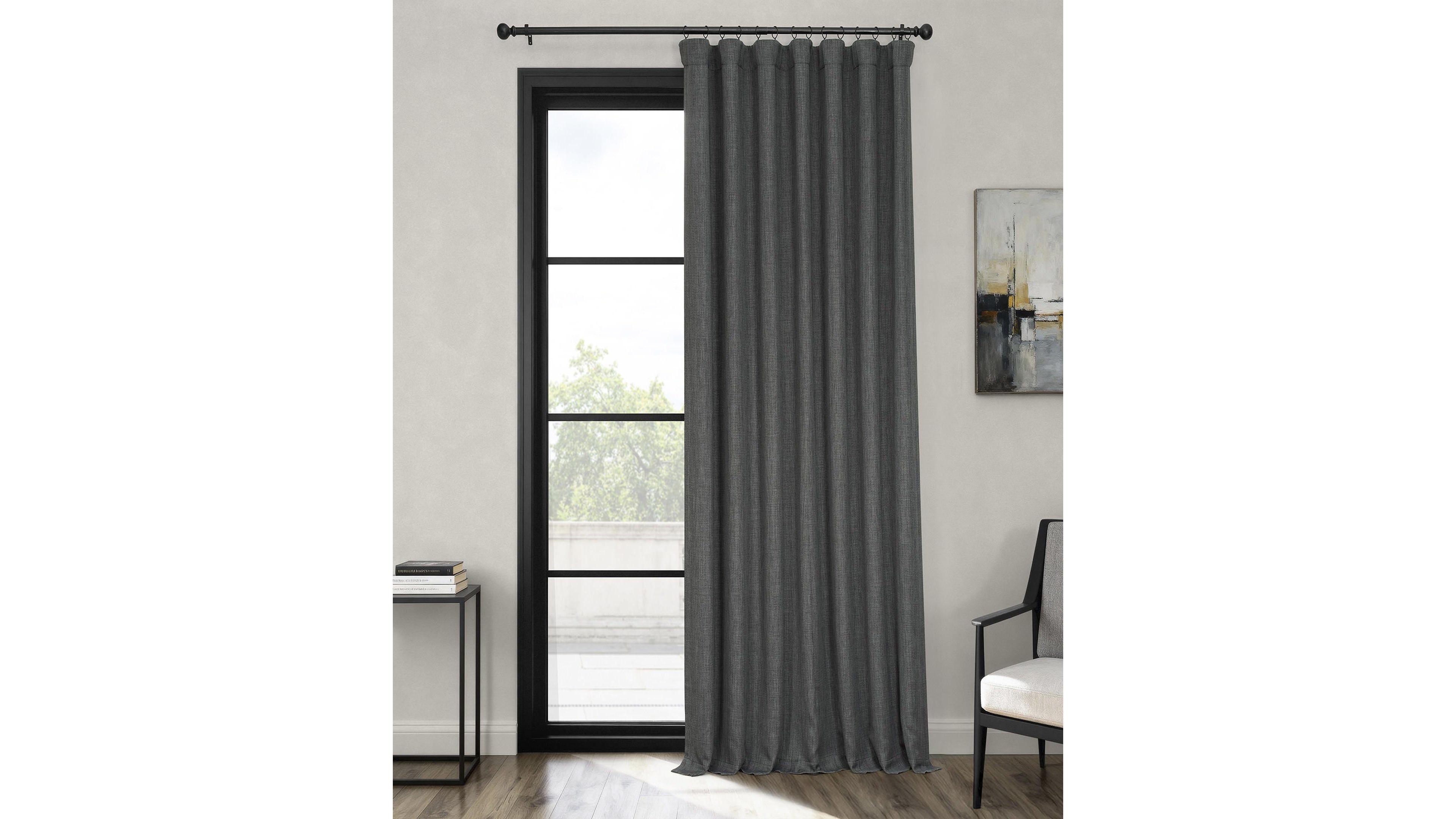 Half Price Drapes Extra Wide Textured Faux Linen Room Darkening Curtain