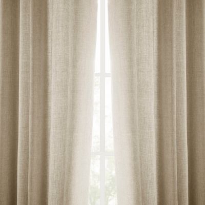 Sepia Tan Italian Faux Linen Room Darkening Curtain