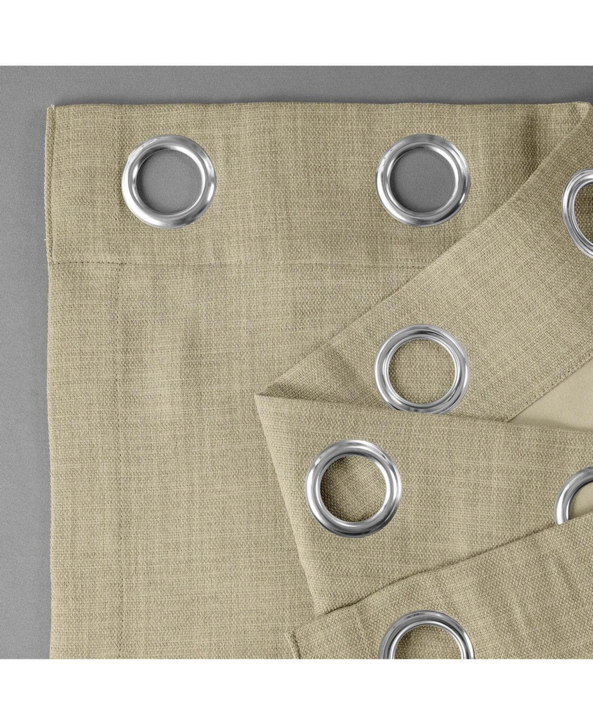 Half Price Drapes Thatched Tan Grommet Textured Faux Linen Room Darkening Curtain In Beige,tan