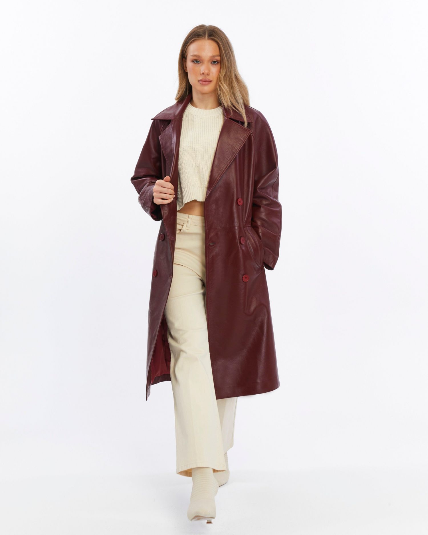 Women's Sloane Leather Trench Coat