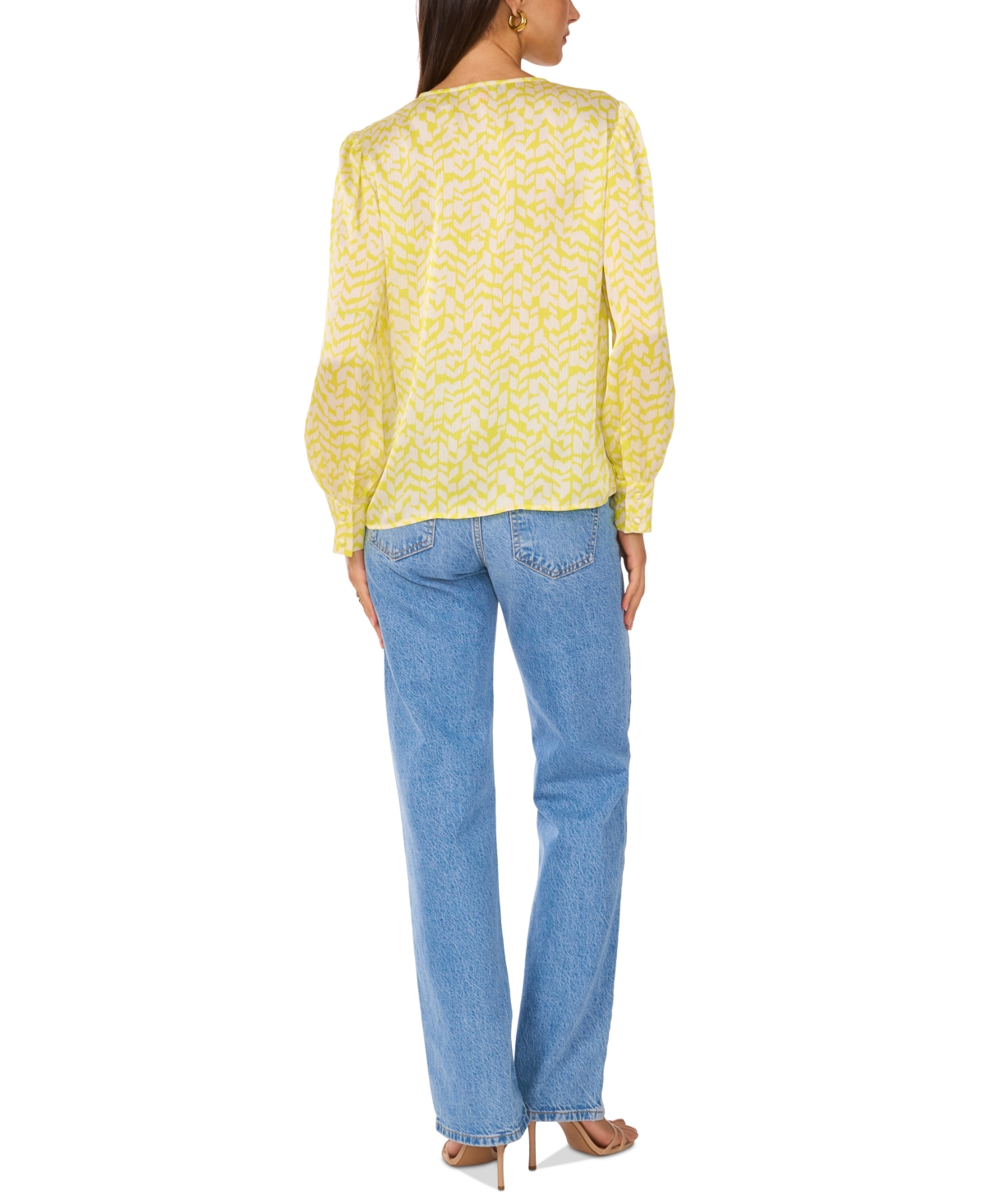 VINCE CAMUTO WOMEN'S ABSTRACT-PRINT V-NECK TOP 