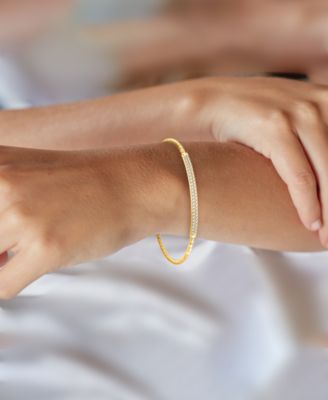 Diamond Double Row Pav&eacute; Flexible Bangle Bracelet (1/2 ct. t.w.) in 10k Gold