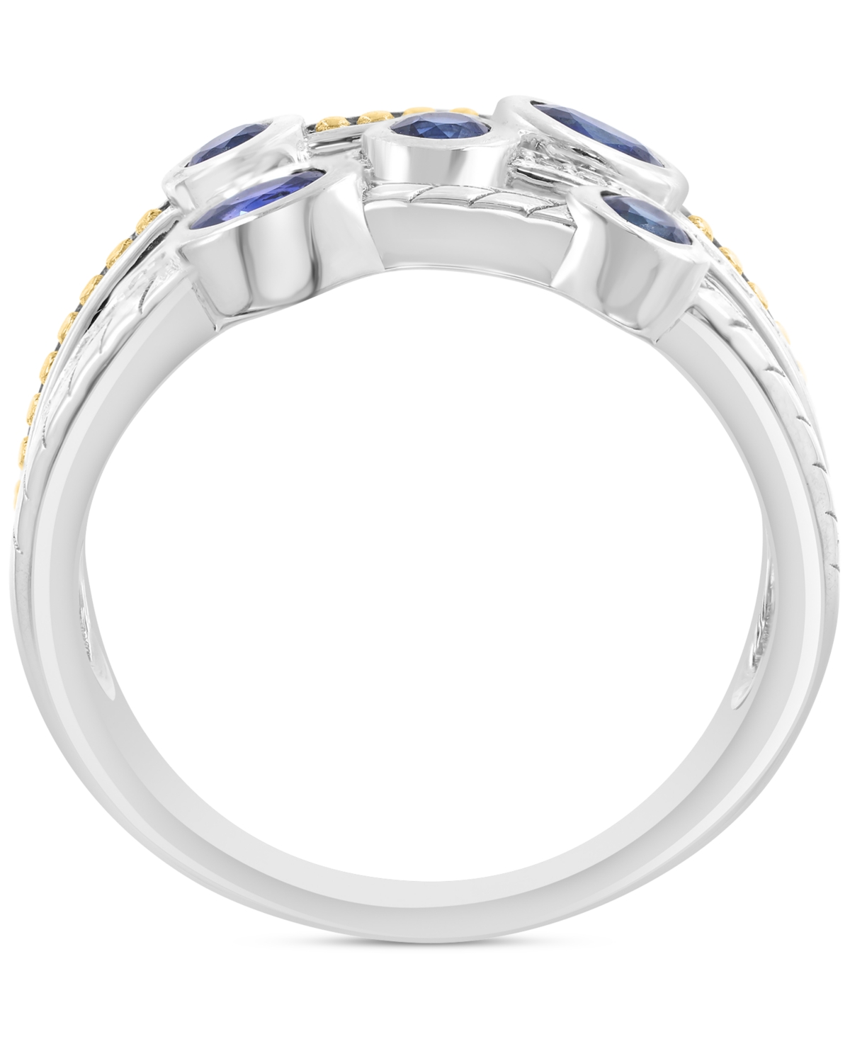 Effy Collection Effy Sapphire (5/8 Ct. T.w.) & Diamond (1/10 Ct. T.w.) Triple-row Ring In Sterling Silver (also In R In Metallic