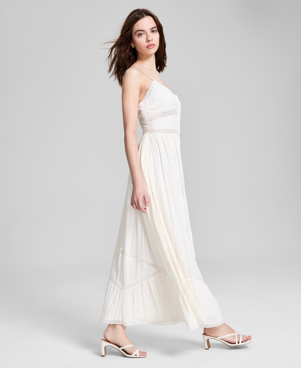 And Now This Women's Lace-inset Fit & Flare Maxi Dress, Exclusively At Macy's