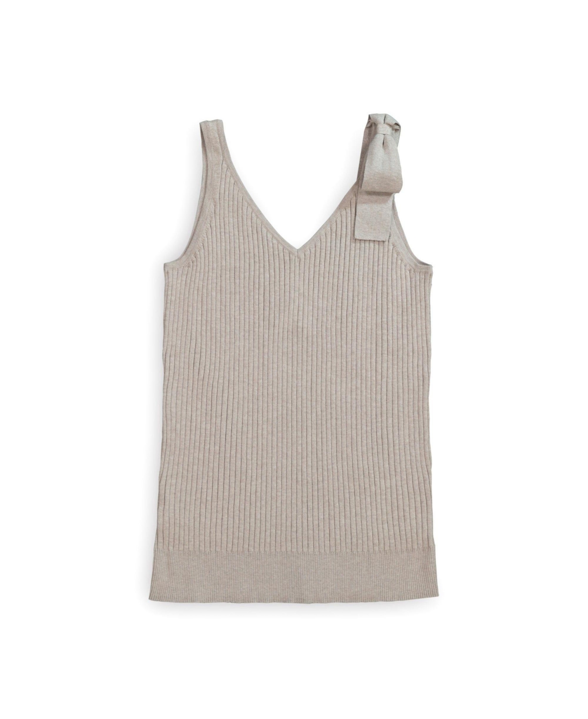 Hope & Henry Womens' V-Neck Rib Knit Tank with Bow