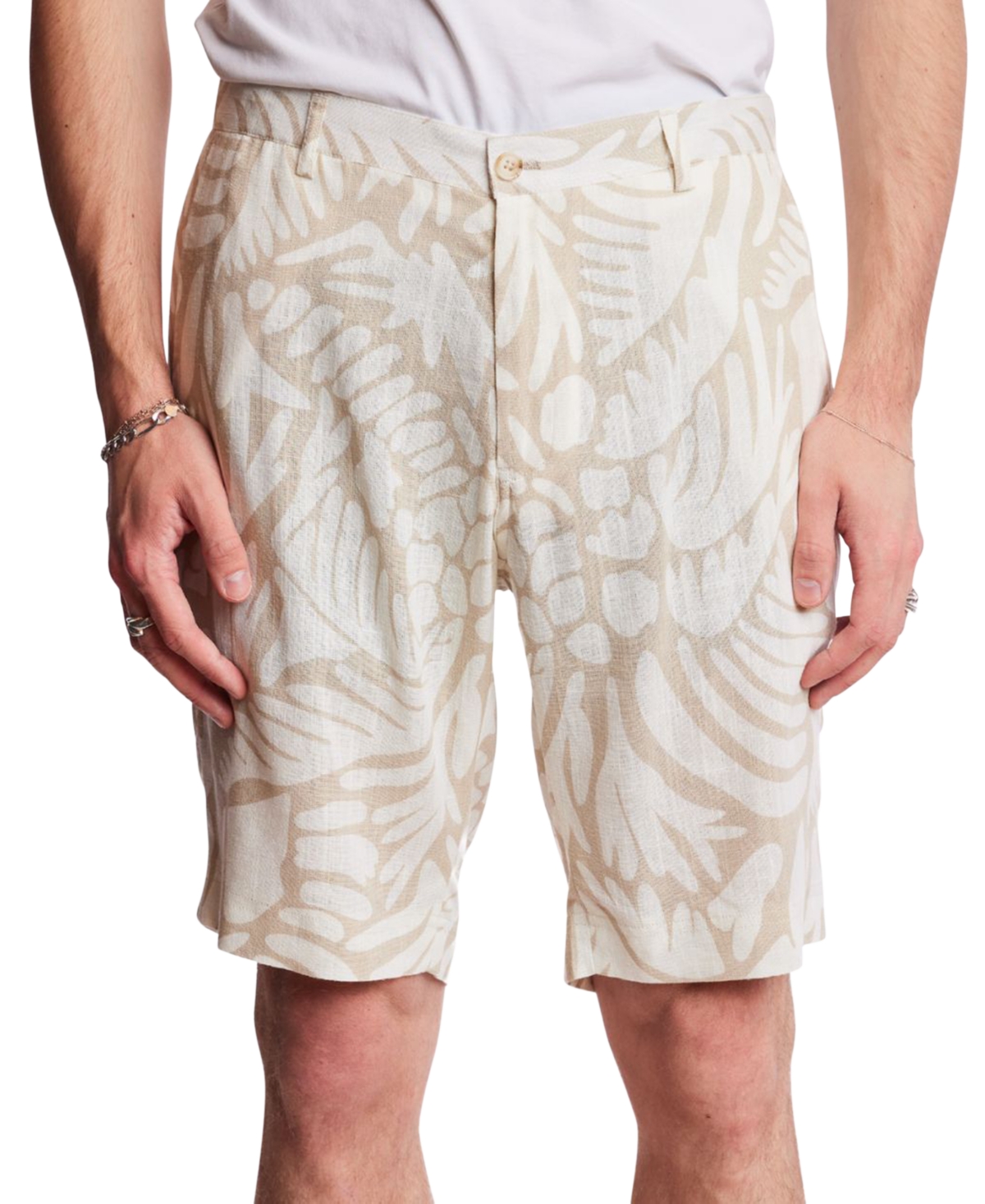 Men's Felix Slim Fit Abstract Print 8-1/2" Shorts - Tan  Cream