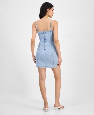Women's Sleeveless Denim Corset Dress, Exclusively at Macy's