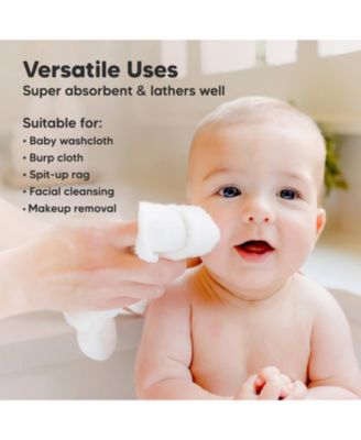 6pk Deluxe Baby Washcloths, Organic and Soft Baby Wash Cloth, Baby Bath Towel, Face Cloths