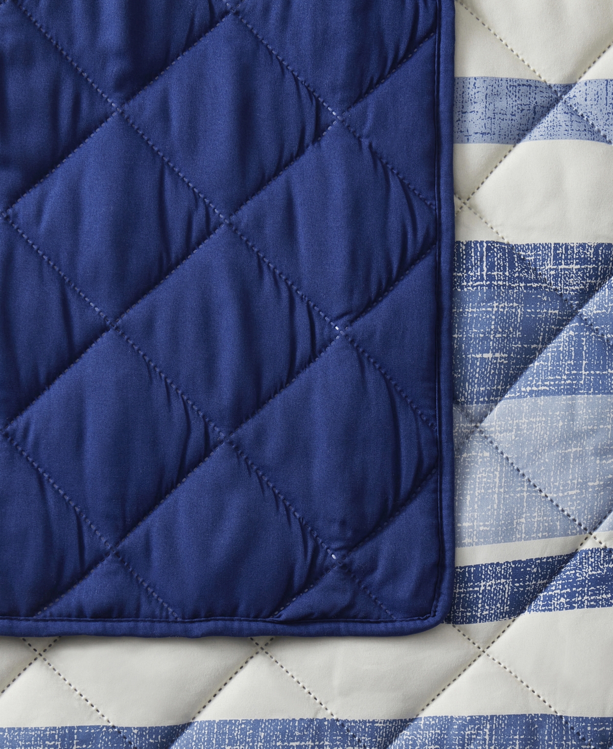 Seventh Studio Blue Stripe Pinsonic Microfiber 3-pc. Quilt Set, King In Navy