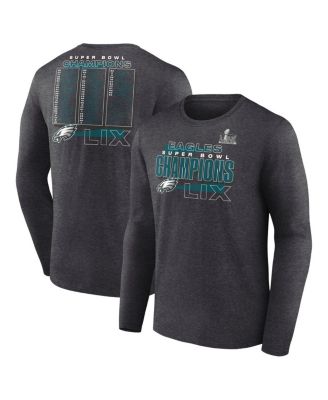 Fanatics - Men's  Heather Charcoal Philadelphia Eagles Super Bowl LIX Champions Roster Long Sleeve T-Shirt