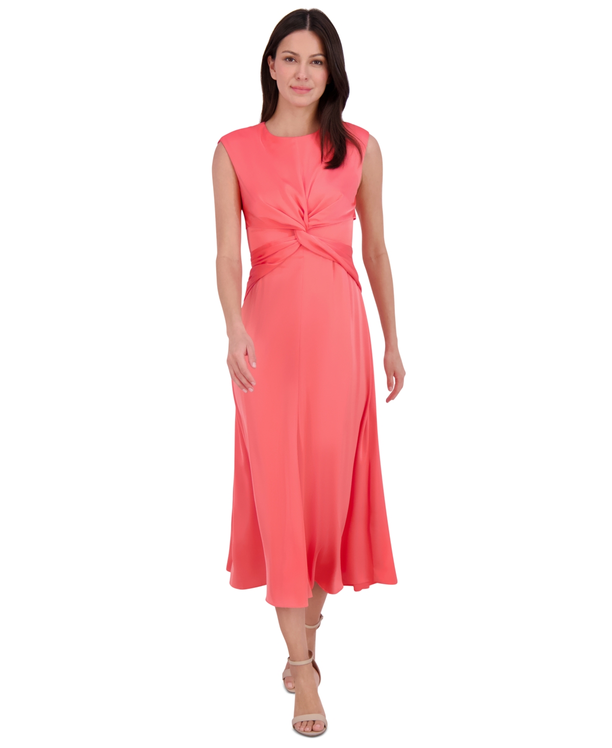 Vince Camuto Women's Twist-front Extended-cap-sleeve Dress In Flamingo