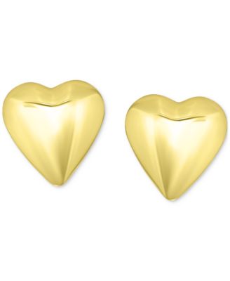 Sculptural Heart Stud Earrings in Sterling Silver or 18k Gold-Plated Sterling Silver, Exclusively at Macy's 