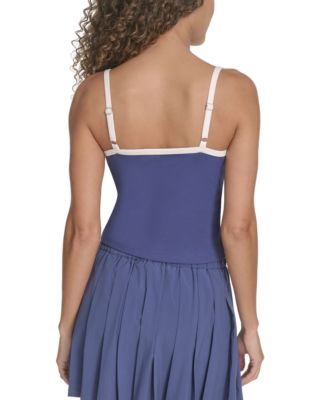 Women's Ringer Contrast-Strap Square-Neck Tank Top