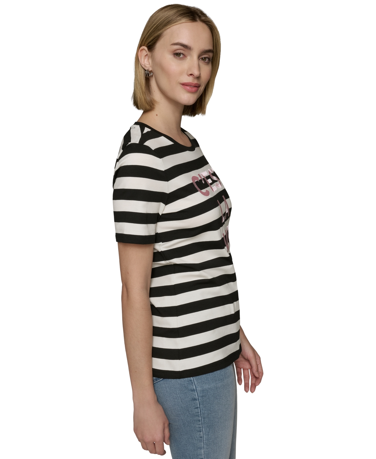 Karl Lagerfeld Plus Size C'est La Vie Striped Tee In Parfait