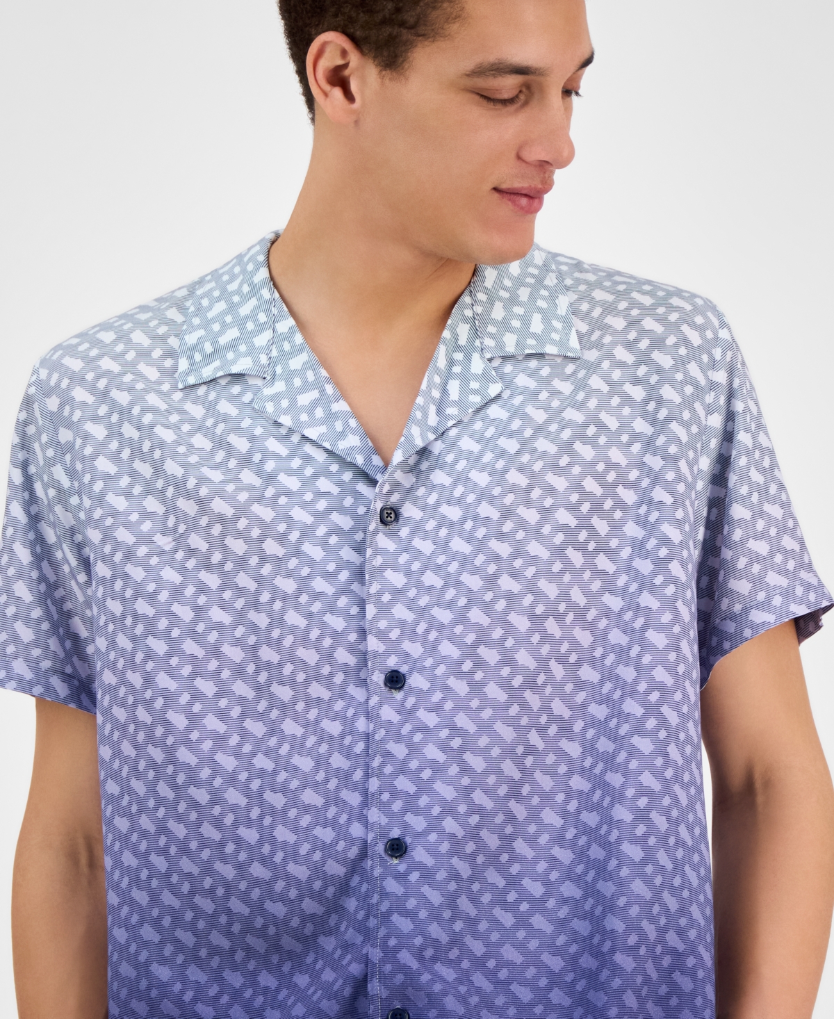 Hugo Boss Hugo By  Men's Logo-pattern Shirt In Navy
