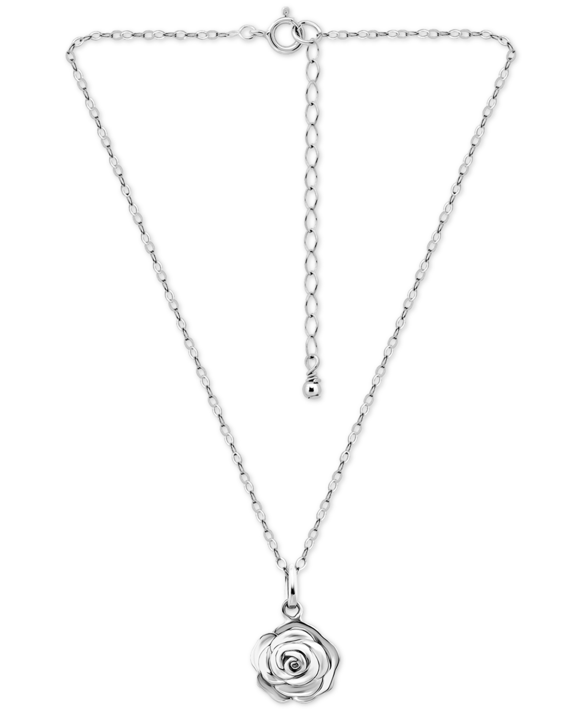 Giani Bernini Rose Pendant Necklace, 16" + 2" Extender In Sterling Silver Or 18k Gold Over Sterling Silver, Exclus In Silver
