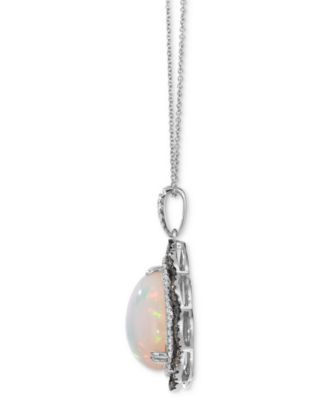 Neopolitan Opal (3-1/2 ct. t.w.), Nude Diamond (1/4 ct. t.w.) & Chocolate Diamond (1/3 ct. t.w.) Pendant 20" Necklace in 14k Strawberry Gold