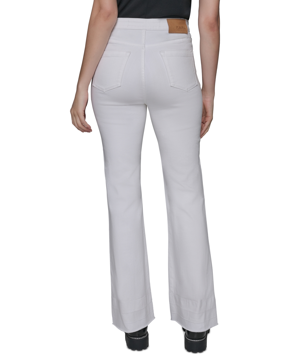 Shop Karl Lagerfeld Women's Patch Pocket Flare-leg Jeans