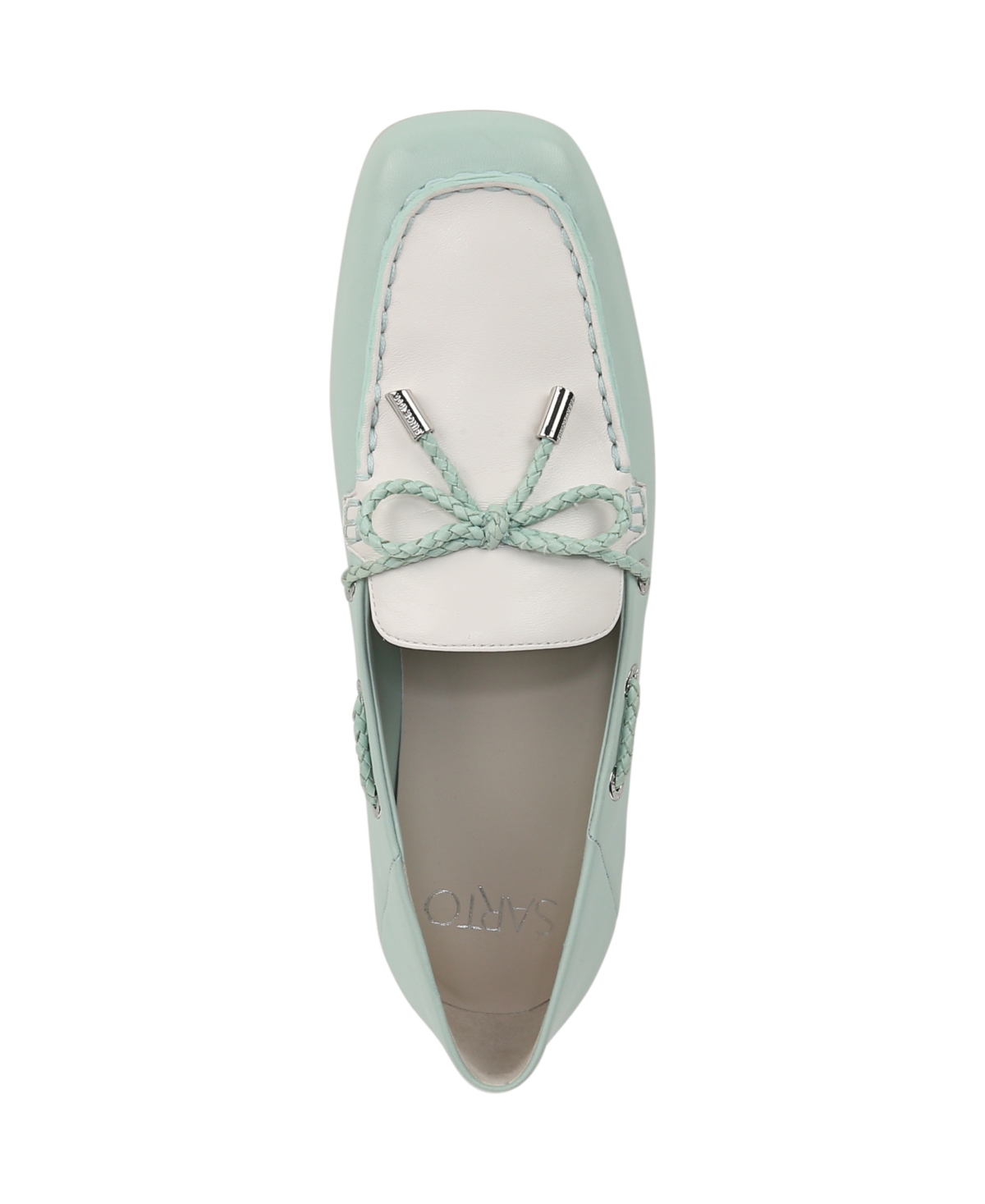 Franco Sarto Women's Zepher Square Toe Apron Toe Boat Shoes In Seaside Blue,white Leather