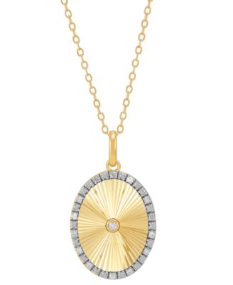Macy's - Diamond Sunray Disc Pendant Necklace (1/10 ct. t.w.) in 14k Gold-Plated Sterling Silver