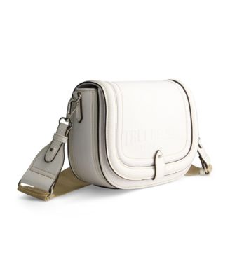 Distressed Logo Denim Saddle Bag