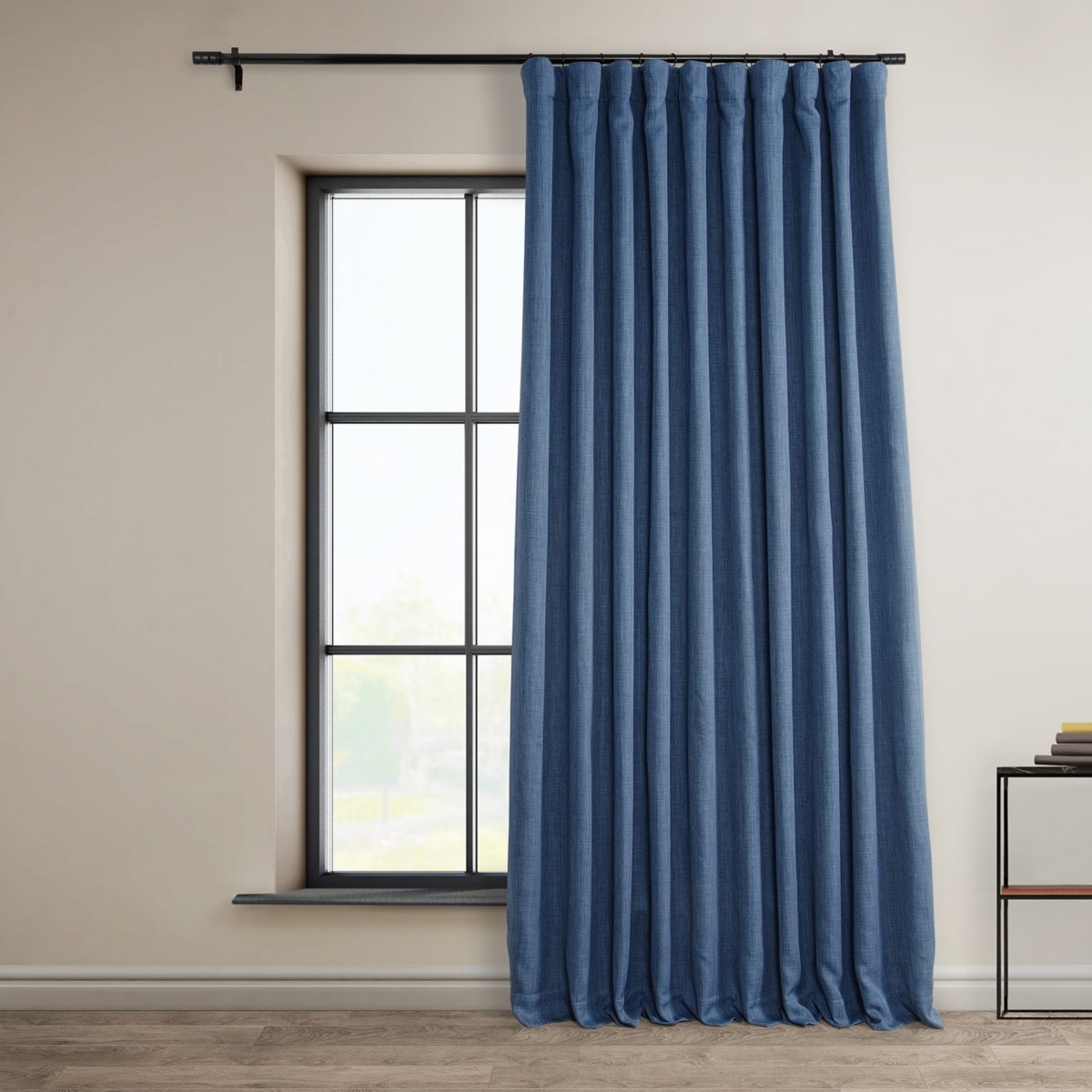 Half Price Drapes Extra Wide Textured Faux Linen Room Darkening Curtain