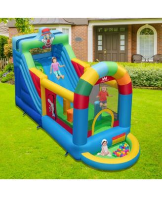 Inflatable Bounce House Obstacle Course with Ball Pit and Slide Fun Backyard Playset for Kids