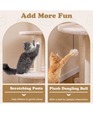 Cattail Cat Tower with Sisal Scratching Posts & Soft Hammock Cozy & Fun Multi-Level Cat Tree